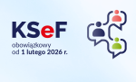 Napis na błękitnym tle: KSeF obowiązkowy od 1 lutego 2026 r. 